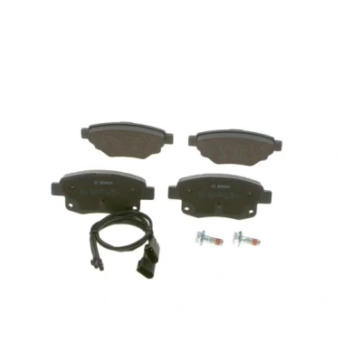 Imagen de BOSCH 0 986 494 171 Juego de pastillas freno Low Metallic con contacto avisador desgaste Chapa antichirridos, tornillos accesorios