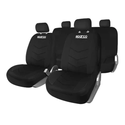 Imagen de Sparco SPS431BK Juego de Fundas Asiento (9 Piezas), Color Negro