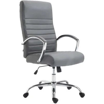 Imagen de CLP Silla De Oficina XL Valais Tapizada En Simil Cuero &amp; Base con Ruedas I Ordenador Giratoria Regulable Altura, Color:Gris