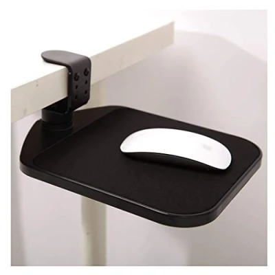 Imagen de Alfombrilla de mouse ergonómica giratoria con plataforma debajo del escritorio para mouse, color negro