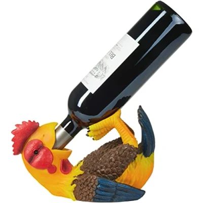 Imagen de BRUBAKER Porta Botellas de Vino Gallo Sediento Animales Borrachos Soporte para Divertido Figurilla Granja Pintada a Mano Accesorios el Regalo