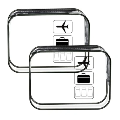 Imagen de 2 Piezas Neceser Transparente, Bolsa Liquidos Avion, Playa Impermeable, Transparente Viaje Portatil Transparente(Negro Transparente)