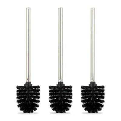 Imagen de Relaxdays Escobillas Baño, Set 3, WC, Repuestos, Cabezal Intercambiable, Escobillero Acero Inoxidable, 35 x 8 cm, Negro