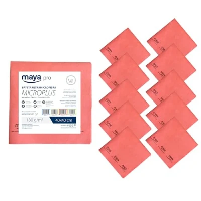 Imagen de Maya Bayeta Microplus. Especial para Vajillas y Cristales. No Deja Marcas. Muy Absorbente de Secado Rápido. 100% Microfibra. Pack 10 Unidades (Rojo)