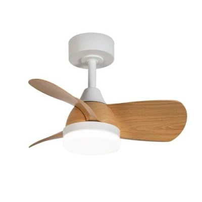 Imagen de Wonderlampp Ventilador de techo pequeño ø60cm LED Borse Mini Blanco+Haya CCT 3000 4000 6000K 18W con memoria encendido