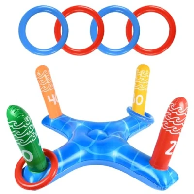 Imagen de ONRAGT Juegos Piscina, 2 en 1 Juguetes Piscina Inflable Set, Juego de Lanzamiento con Anillos, Inflatable Pool Toys, Día Verano Agua al Aire Libre para Niños, Adultos, Familias