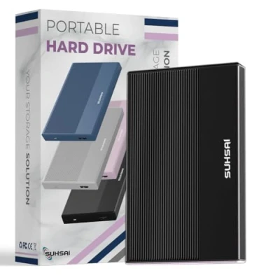 Imagen de SUHSAI Disco Duro Externo de 120 GB HDD Copia Seguridad Datos Expansión Memoria 2,5&quot; portátil USB 3.0 Compatible con Mac, Escritorio, PC, PS4, PS5, Xbox One (Negro)