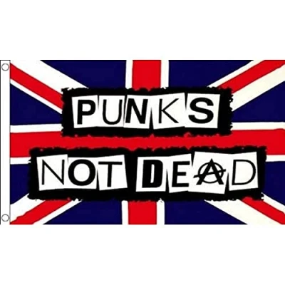Imagen de AZ FLAG Bandera Punks Not Dead 90x60 cm Inglesa Britanica UK 100% Poliéster con Ojales de Metal Integrados 50g Colores Vivos Y Resistente A La Decoloración