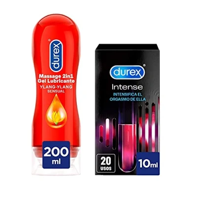 Imagen de Durex Pack Gel Lubricante Massage Sensual 200ml + Intense Orgasmic 10 ml, Ahorro