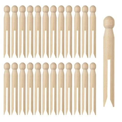 Imagen de LOLYSIC 100 clavijas de madera para Dolly 11 cm lavar líneas, pinzas naturales vintage lavar, colgar ropa, manualidades, bricolaje