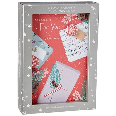 Imagen de Hallmark Tarjetas de Navidad caridad lujo, paquete 8 en 1, estilo álbum recortes, diseño festivo