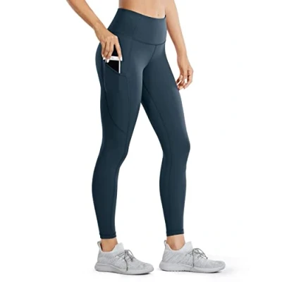 Imagen de CRZ Yoga Mujer Naked Feeling Leggings Deportivas Cintura Alta Fitness Pantalones con Bolsillo 63cm Verde Oscuro New2 44
