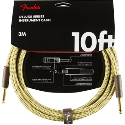Imagen de Fender Deluxe Series Cable de Instrumento para Guitarra, 3m, Recto/Recto, Tweed
