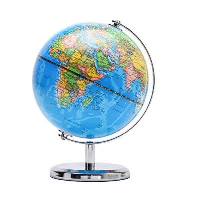 Imagen de Exerz 14cm Globo Terráqueo Mapa en Inglés Decoración de Escritorio educativa/geográfica/Moderna Político Con una Base Metal Diámetro: