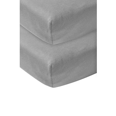 Imagen de Meyco Baby Uni sábana de Cuna 2 Piezas (sábana Jersey Suave, 100% algodón, Ajuste Gracias al elástico Alrededor, tamaño: 70 x 140 cm), Gris