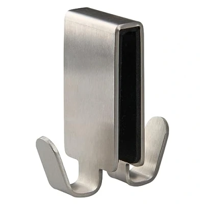 Imagen de Fackelmann Percha doble gancho en acero inoxidable y elastómero. Color inox. 12x3,5cm. 1ud.