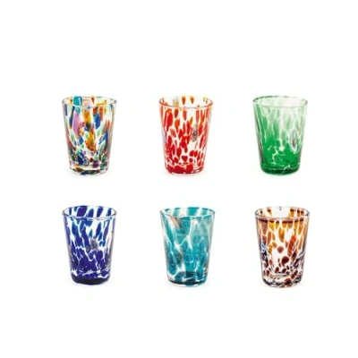 Imagen de H&amp;h set 6 bicchieri veneziano in vetro, multicolore, cl 5
