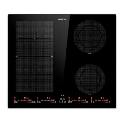 Imagen de Klarstein Placa Vitroceramica 4 zonas, Vitro Induccion Bajo Consumo Zona Combinable, Coccion Sobremesa 7200W, Control Táctil, Placas Vitrocerámicas Eléctricas
