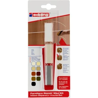Imagen de edding 8901 juego de cera reparadora muebles negro para rellenar y reparar arañazos agujeros en otras superficies madera