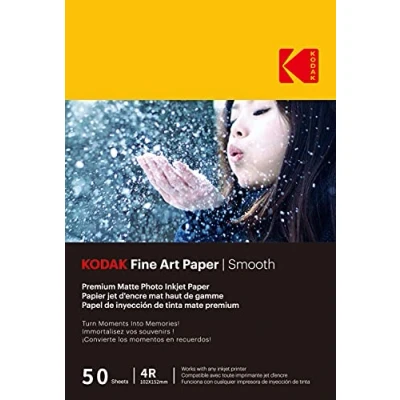 Imagen de KODAK 9891093 50 hojas de papel fotográfico 230 g/m², mate, tamaño A6 (10 x 15 cm), impresión inyección tinta efecto liso
