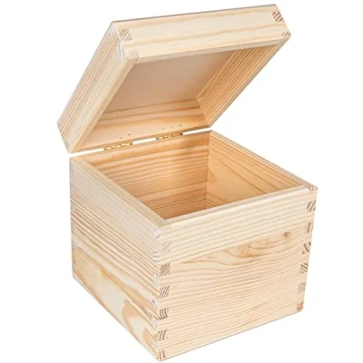 Imagen de Creative DECO Cuadrada Caja Madera para Decorar 16 x cm (+/ 1cm) con Tapa Decoración Decoupage Navidad Almacenaje de Documentos Objetos Valor Juguetes Herramientas