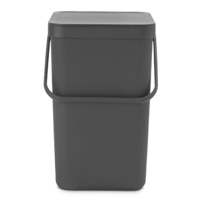 Imagen de Brabantia Cubo de Basura Sort &amp; Go 25L Papelera Grande Reciclaje para la Cocina Tapa en Posición Abierta Asa Transporte se Ajusta a Pared Light Grey 27 x 35 40 cm