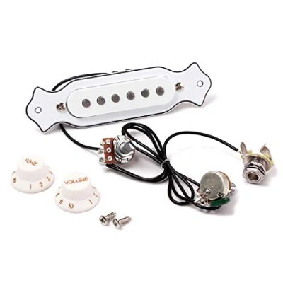 Imagen de Alnicov Pastilla magnética White Sound Hole con perillas de volumen tono para guitarra acústica o eléctrica popular 6 cuerdas