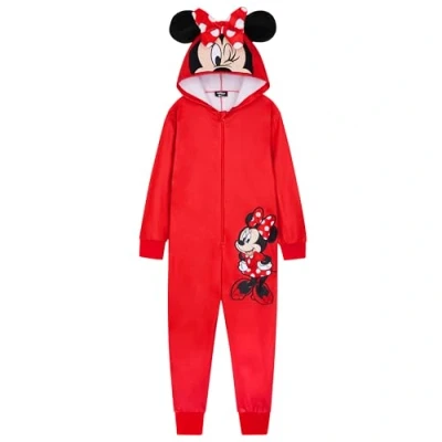 Imagen de Disney Pijama Niña Stitch Entero, Onesie Cierre Cremallera Completo, Edad 4 14 Años, Regalo Navidad (Rojo Minnie, 5 años)
