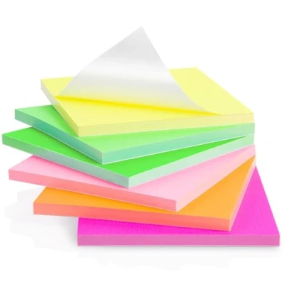 Imagen de notas adhesivas electrostáticas autoadhesivas de 76 mm x mm, 6 colores brillantes, 480 hojas, estáticas, rotafolio, movibles y deslizantes en cualquier superficie (multicolor)