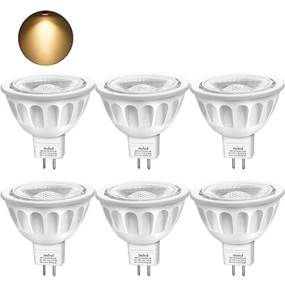 Imagen de Boxlood Bombillas LED GU5.3, MR16 5W Lámparas Halógenas Equivalentes a 50W, 12V MR16, Blanco Cálido 3000K, 500LM, GU5.3 40 Luz, 6 Pack