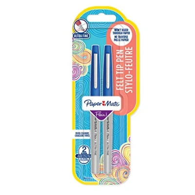 Imagen de Paper Mate Flair rotulador, punta ultrafina de 0,33 mm, azul, paquete 2