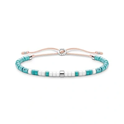 Imagen de THOMAS SABO Pulsera con piedras turquesas de Plata ley 925 A2062 058 7, Eine Grösse, Nailon, No es una piedra preciosa