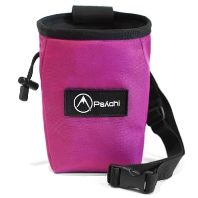 Imagen de Psychi OG Bolsa de tiza con bolsillo almacenamiento y cintura para escalada en roca (rosa)