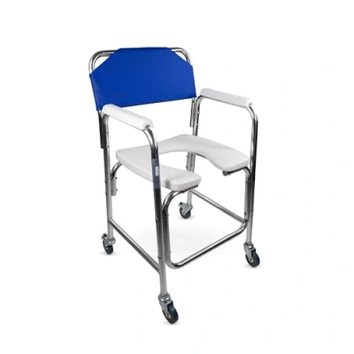 Imagen de Mobiclinic, Manzanares, Silla para WC Minusválidos, Marca Española, de ruedas inodoro ancianos Aluminio, Asiento Ergonómico, Sistema frenado