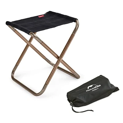 Imagen de Naturehike Taburete Plegable Portátil Mini Silla de Aleación Aluminio al Aire Libre Pequeña Camping Pesca Senderismo (Negro)