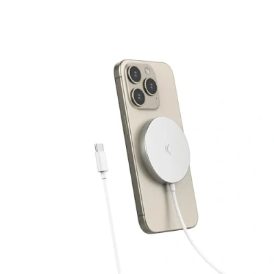 Imagen de Cargador Inalámbrico Ksix Magniboost, Compatible Apple Magsafe, Wireless Charging 2.0, Acabado Metálico, 1m, 15w