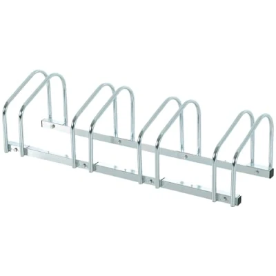 Imagen de HOMCOM Aparcamiento para 4 Bicicletas Soporte de Acero en el Suelo o Pared Estacionamiento Interior y Exterior 110x33x27 cm Plata