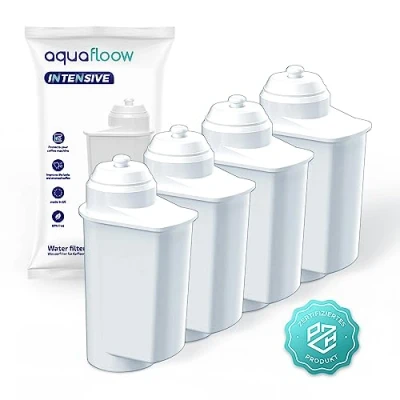 Imagen de Aquafloow 4x Filtros de Agua para Cafeteras Automáticas Bosch, Siemens Compatible con EQ Series, 6, EQ9, EQ500 y Bosch TCZ7003, TCZ7033, 467873 Filtro Repuesto Brita Intenza