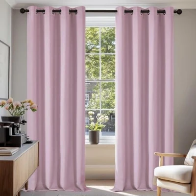 Imagen de Deconovo Cortinas Opacas 2 Piezas para Dormitorio Salón Modernas, Aislantes Térmicas y Reducción de Ruido, EcolóGicas Certificadas,140 x 245 cm Rosa Claro