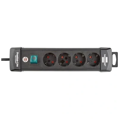 Imagen de Brennenstuhl Premium Line regleta de enchufes con 4 Tomas Corriente (Cable 1,8m, Interruptor, ángulo 45 Las Contacto protección, Made in Germany) Negro