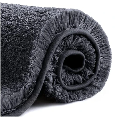 Imagen de VANZAVANZU Alfombra de Baño Antideslizante Alfombrilla Espesa Absorbente Ducha Ultra Suave Alfombrillas para Mullido Microfibra, Lavable a Máquina 60 x 90cm (Negro)