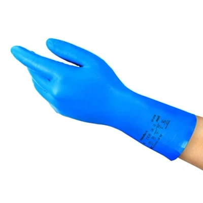 Imagen de Ansell AlphaTec 37 310 Guantes de Nitrilo Reutilizables, Protección Química y Seguridad Alimentaria, Trabajo Multiusos, Cocina Limpieza del Hogar, Azul, Talla S (12 Pares)