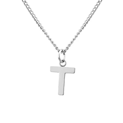 Imagen de GD GOOD.designs collar con letras T de plata respetuoso la piel para señoras I Cadena