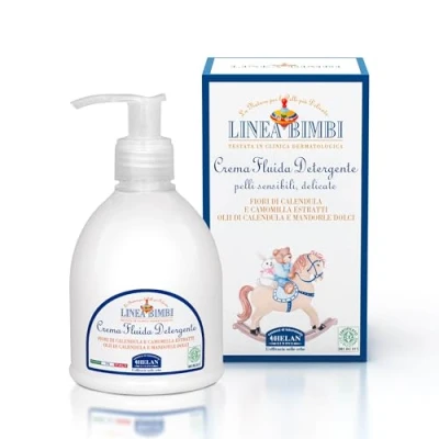 Imagen de Helan, Linea Bimbi, Crema Hidratante Bebé, Corporal Niño, Fluida y Detergente Bebés Niños Calmante Nutriente, con Caléndula Almendras Dulces 240 ml