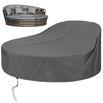 Imagen de KEKAFU Funda Sofa Cama Exterior Impermeable, con Hebilla a Prueba de Viento, Jardin Tela Oxford 420D Gris (230 * 90 50cm)