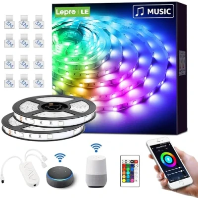 Imagen de LE 10M 36W Tira LED Música, Luces de Tiras WiFi(Solo 2,4 GHz), Control Remoto y Voz, RGB WiFi Regulable para casa, cocina, fiesta, TV, Compatible con Alexa, Google Home (2 * 5M)