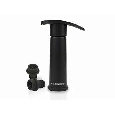 Imagen de Vin Bouquet FIC 077 Bomba de Vacío Manual Negra, Vacio para Vino, Tapon Botella Vino Vacio, Tapones