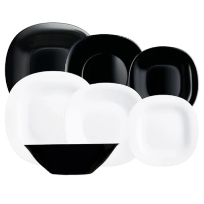 Imagen de Luminarc Carine N&amp;b Vajilla Opal 19 Piezas 6 Personas