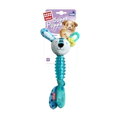 Imagen de GiGwi Suppa Puppa Conejo chirriador para Cachorros y Perros pequeños, Color Azul