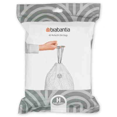 Imagen de Brabantia Bolsas de Basura PerfectFit, Código H, 50 60L, Resistentes con cinta cierre, 40